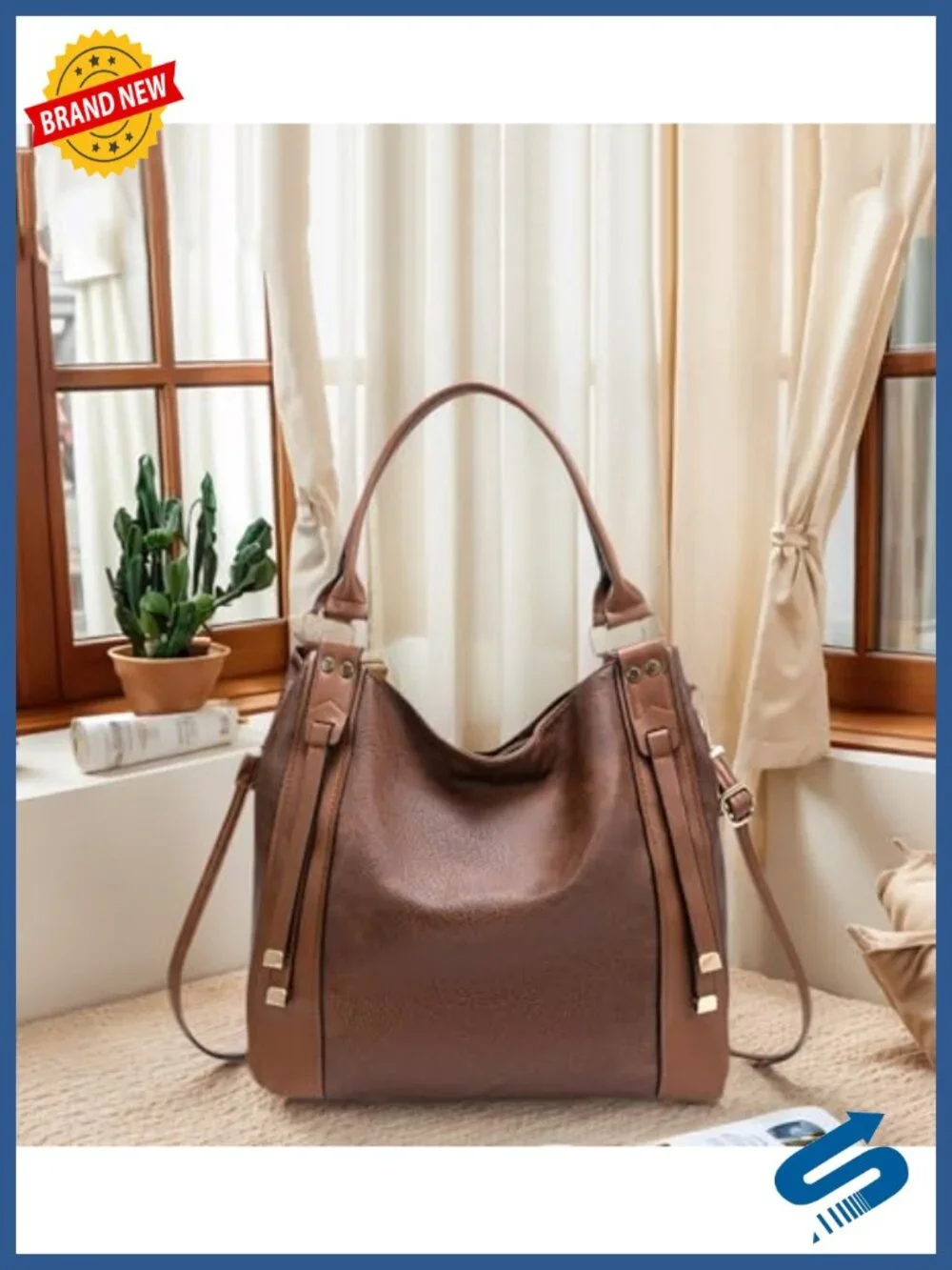 Vintage Large PU Hobo Tote Bag with Strap, Vegan Leather Satchel Purse Women